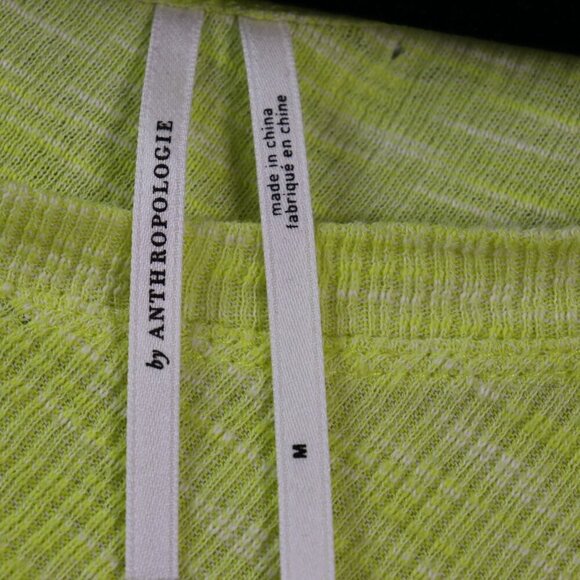 Anthropologie Waffle Knit Long Sleeve Top Drop Shoulder Asymmetrical Hem Tee M - Picture 2 of 12